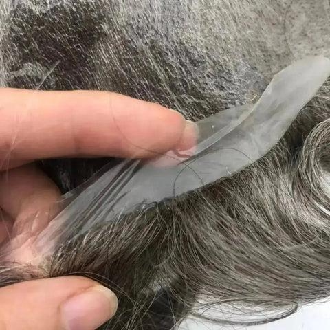 Thick PU poly base hair patch sample