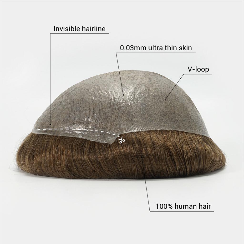 Skin or PU base hair patch sample