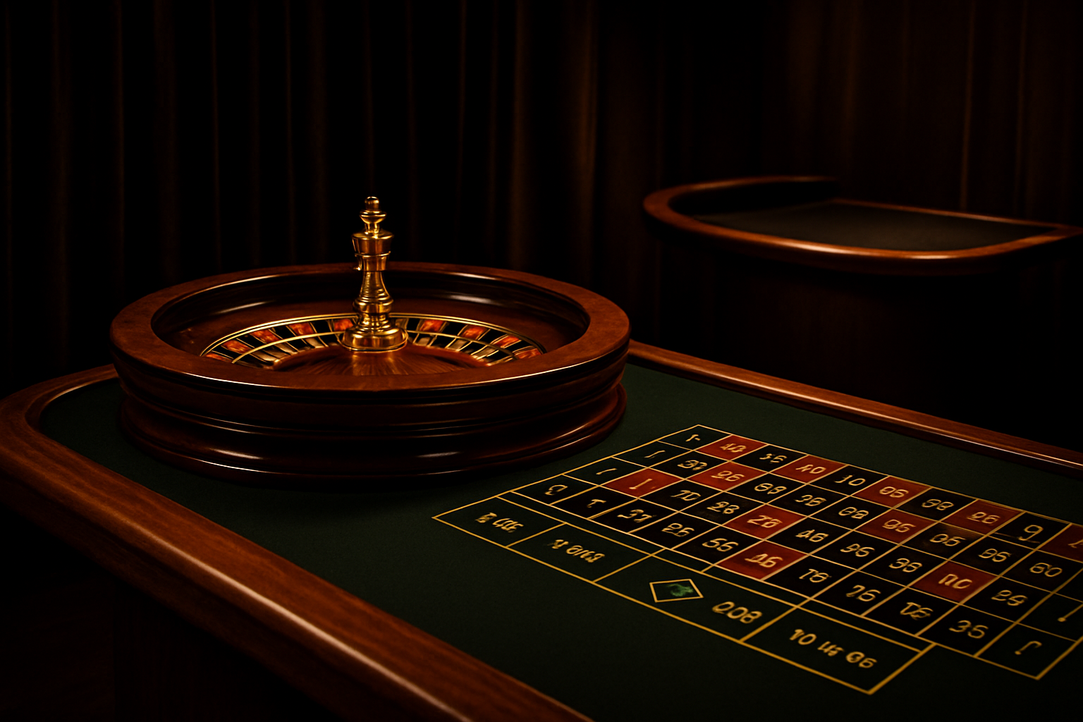Elegant live dealer table with velvet backdrop and golden lighting