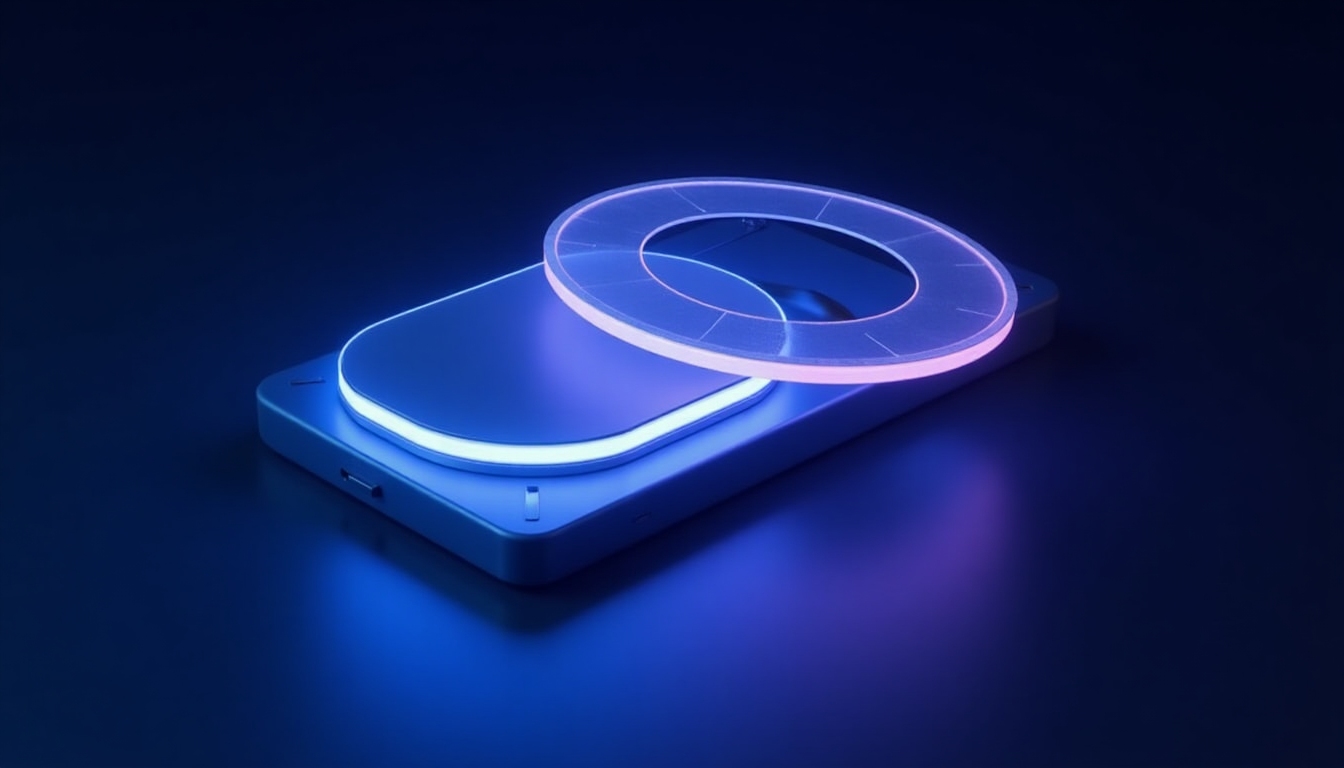 Energy optimization dashboard with glowing efficiency rings