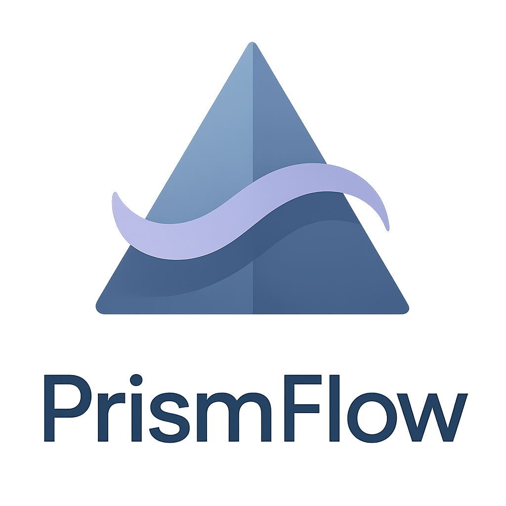PrismFlow monochrome tech mark