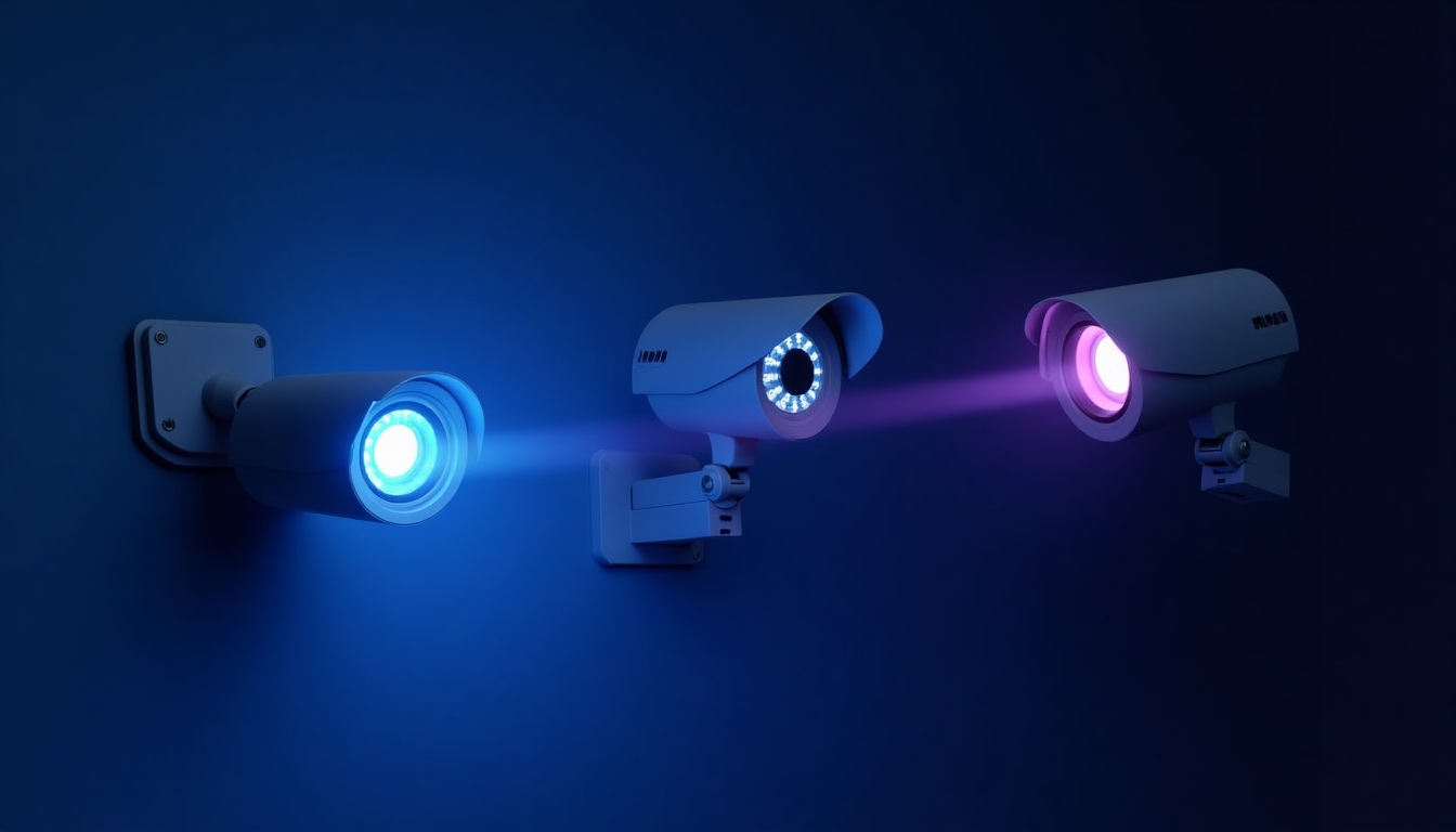 Futuristic security monitoring interface with glowing sensors