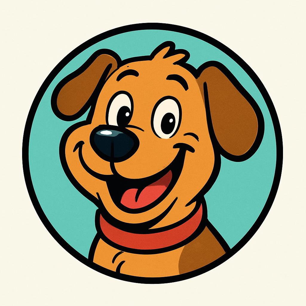 Cartoon dog with a big grin