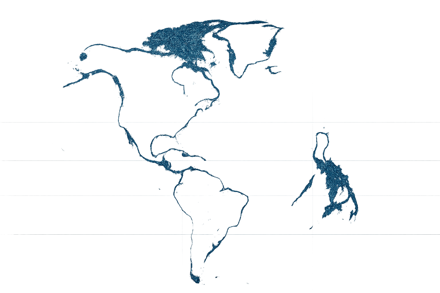 Stylized world map highlighting North America, South America, Central America, the Caribbean, and the Philippines with glowing accents