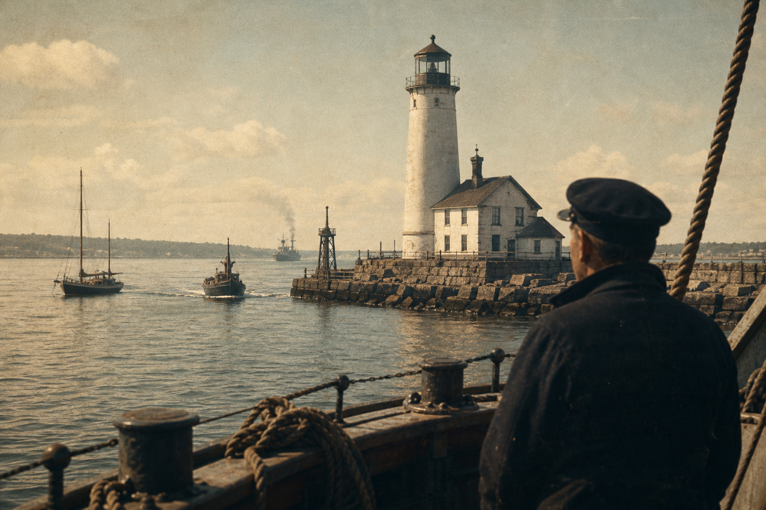 Harbor Approaches archival lighthouse photograph