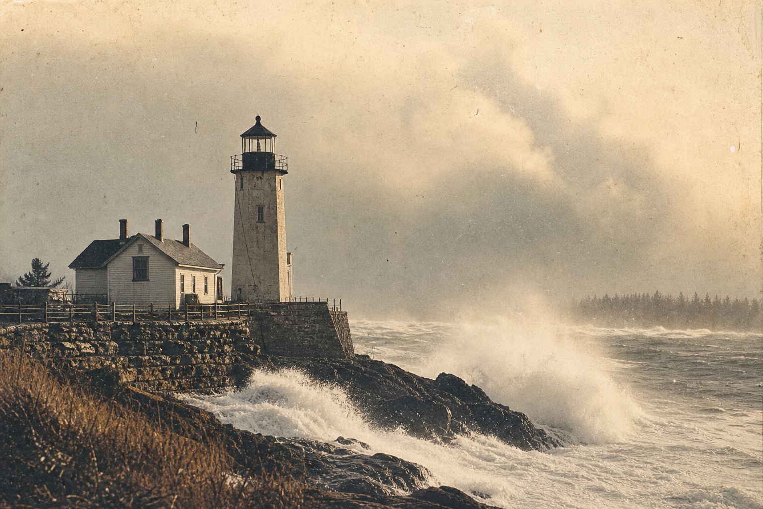 Storm Watch archival lighthouse photograph