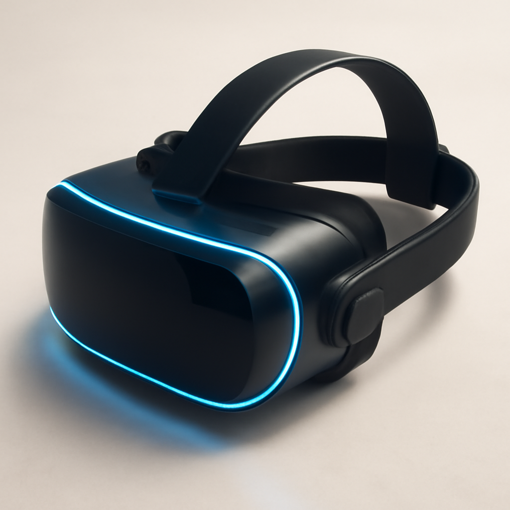Modern VR headset with blue accents
