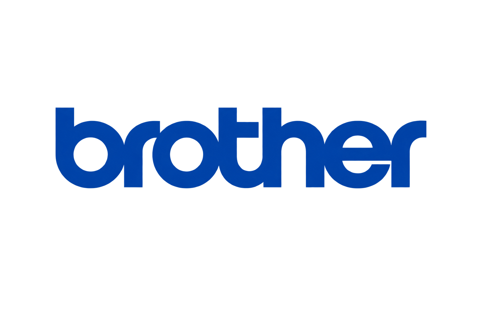 Brother 蓝色小写字标，圆角字形呈现稳重科技风格