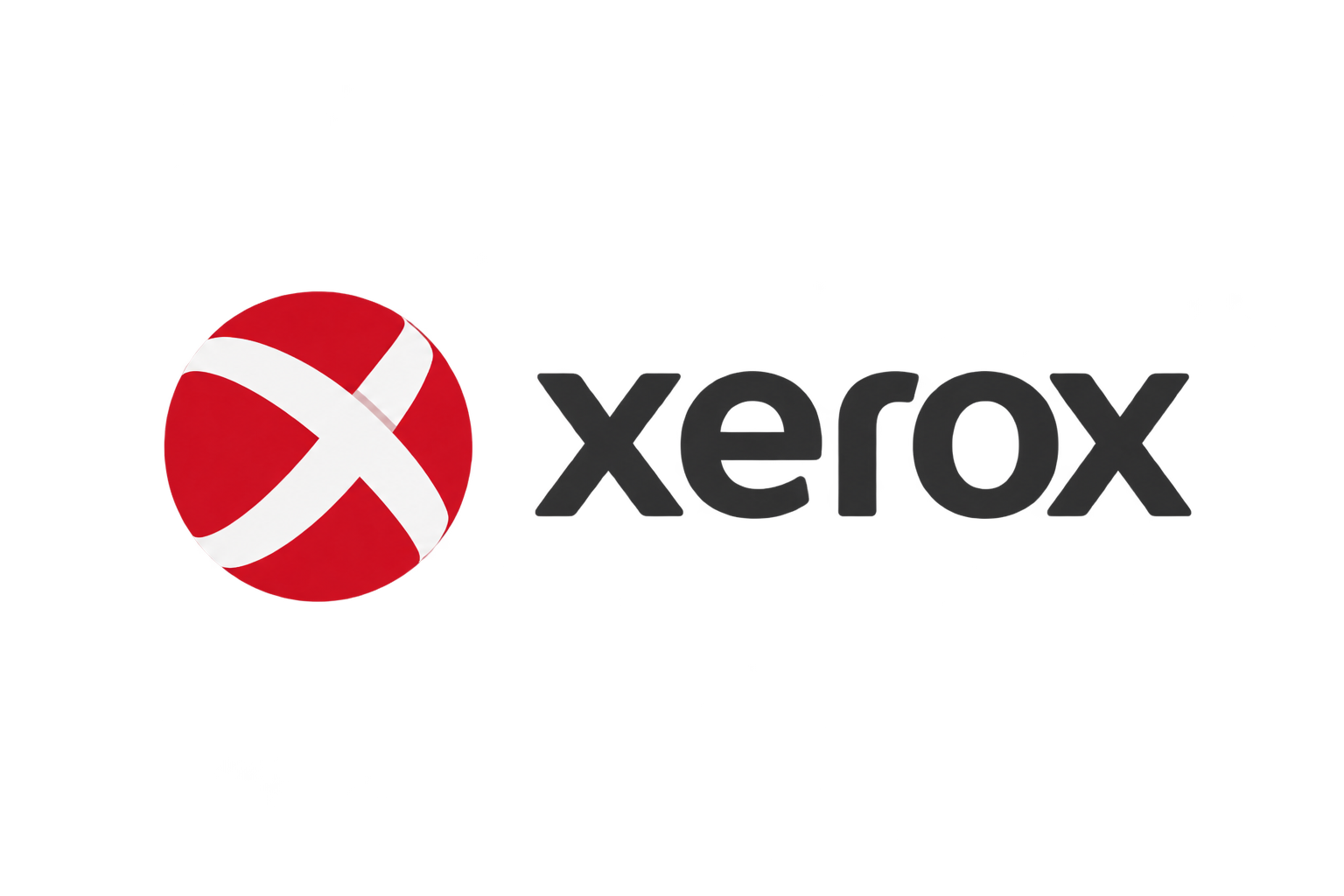 Xerox 红色球形符号搭配深灰字标的品牌标识