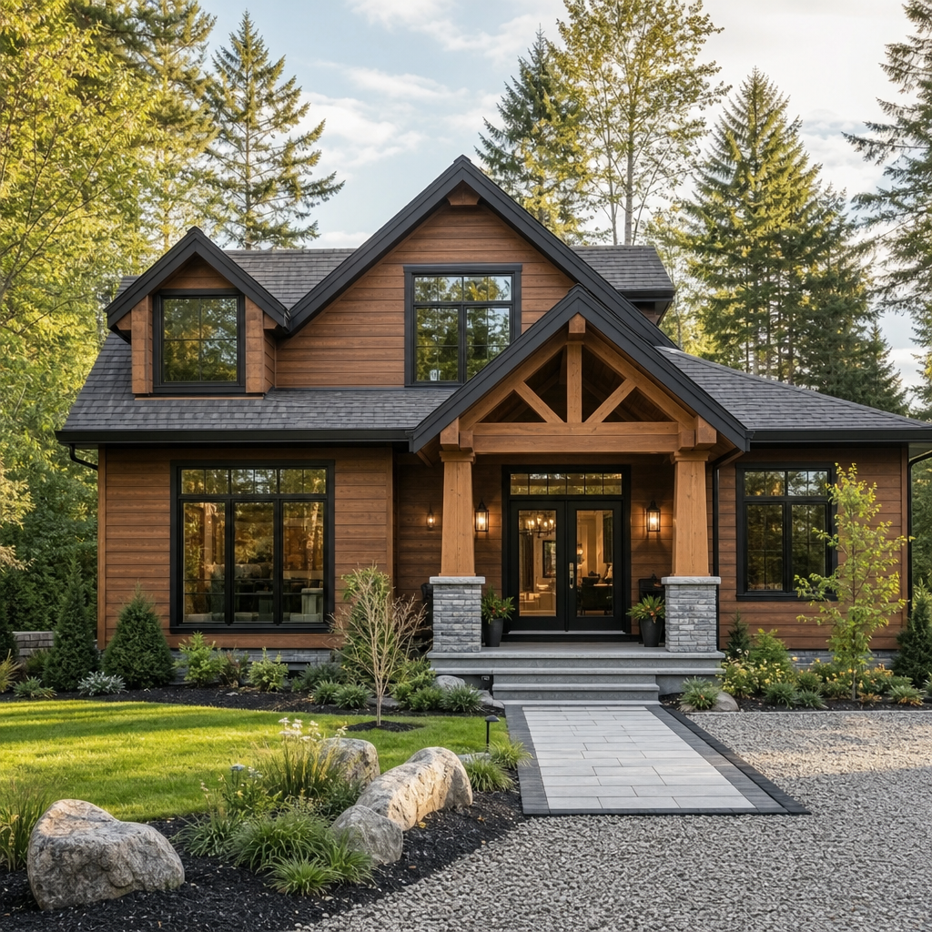 Chalet locatif haut de gamme en bois, bien entretenu, avec entrée dégagée et environnement naturel de Lanaudière
