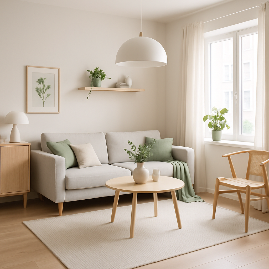 Bright Scandinavian-style apartment with light wood furniture