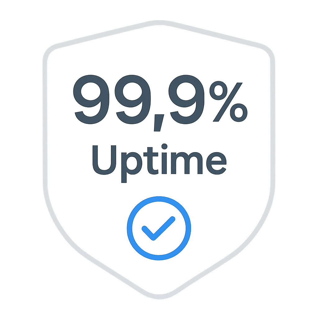 99.9% uptime guarantee badge