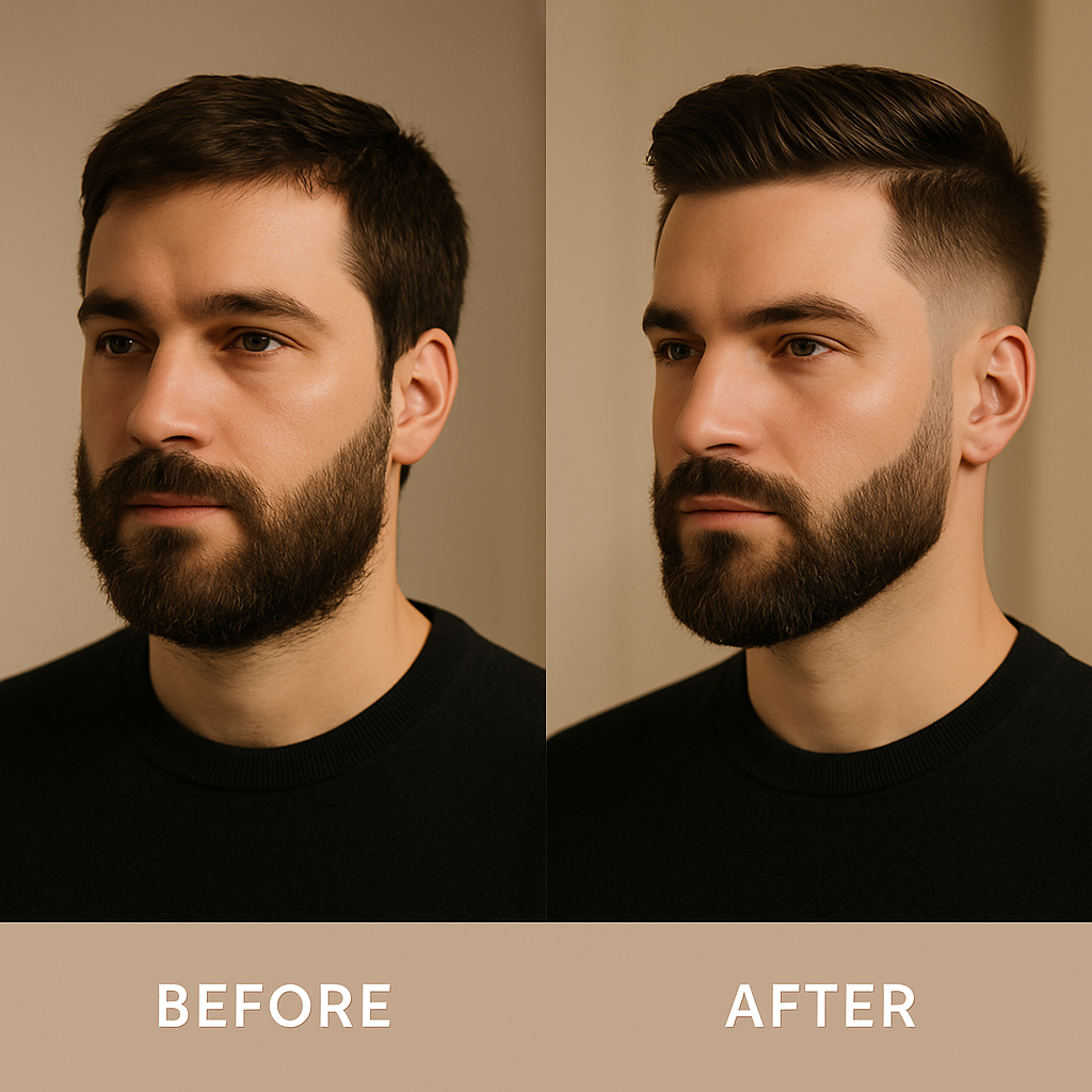 Modelagem de barba masculina – antes e depois