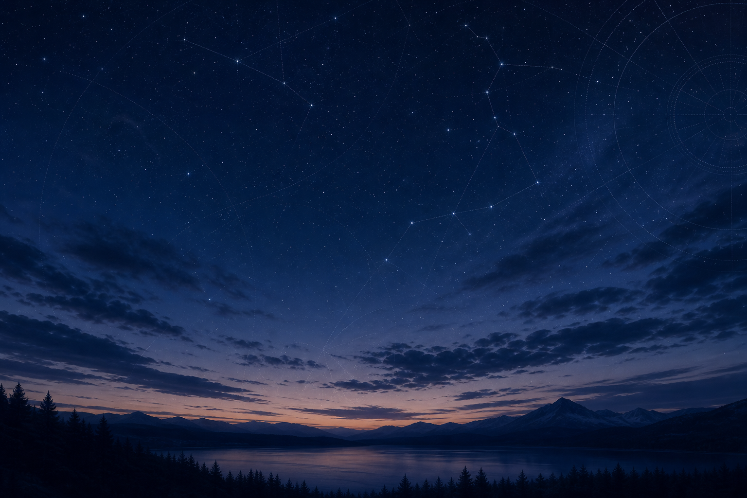 Wide deep twilight sky with faint stars and subtle cloud texture