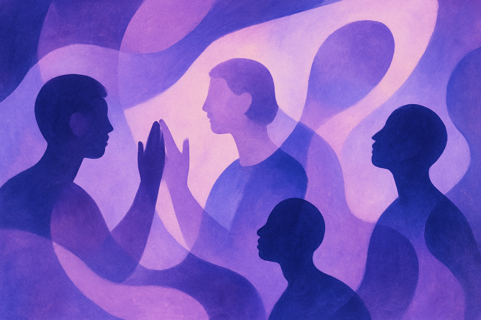 Abstract artistic movement scene evoking civic unity