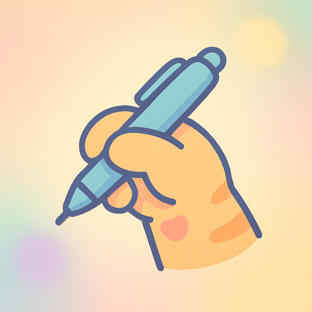 Cartoon paw icon holding a pen
