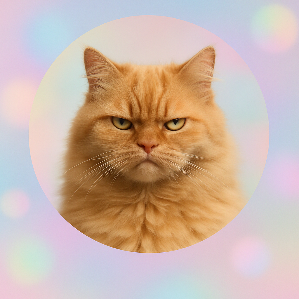 fluffy orange cat with a sassy expression looking unimpressed