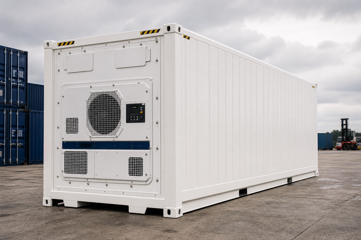 White high cube container with ventilation grills