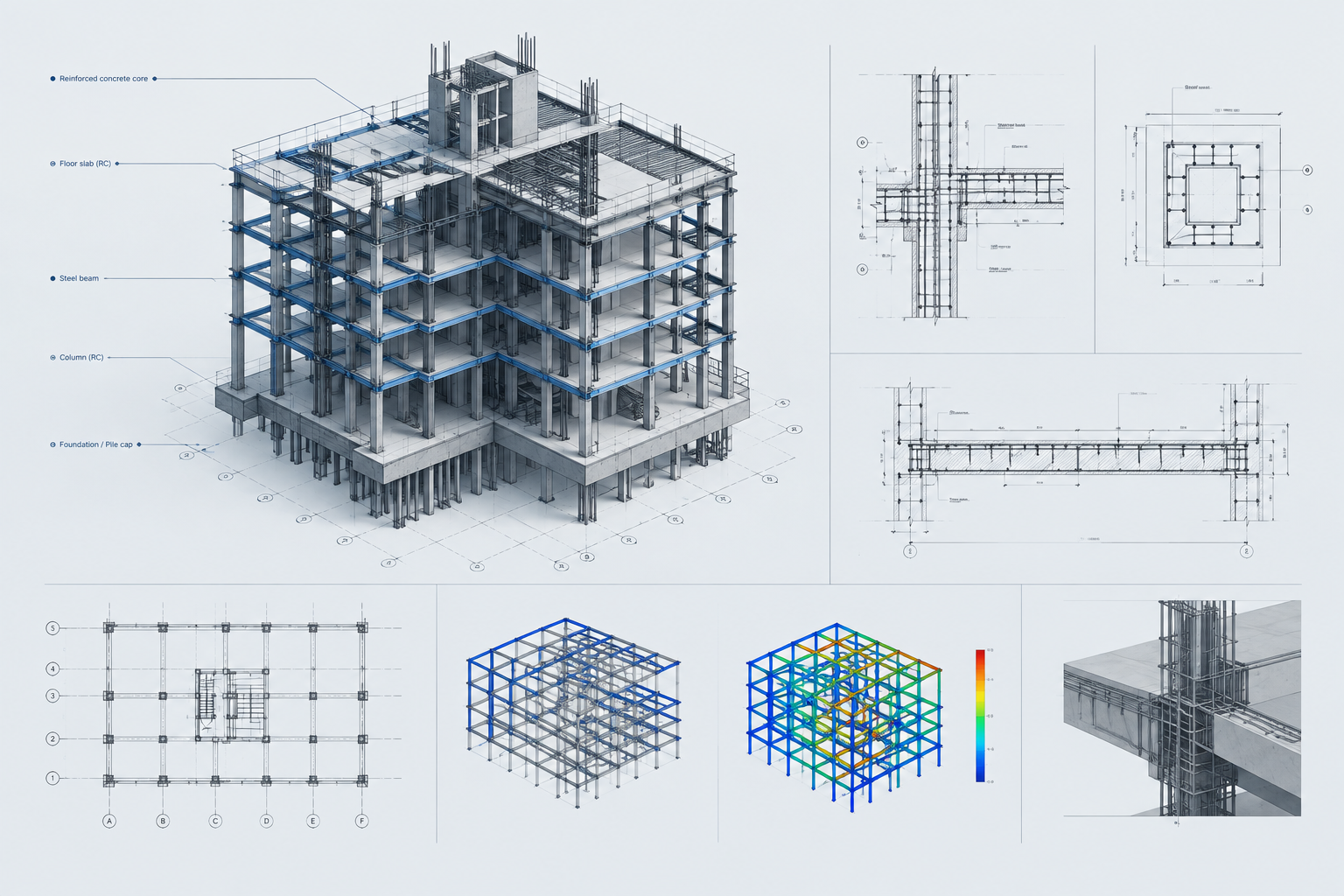 Detailed structural framing and annotation view with refined engineering presentation