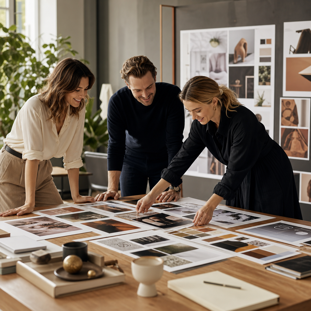 High-contrast premium brand presentation board for Northbridge Atelier with editorial typography, dark luxe palette, and polished campaign mockups