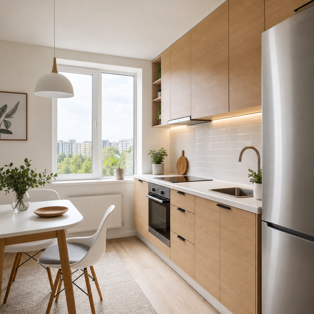 Smart starter apartment with great transit links kitchen view