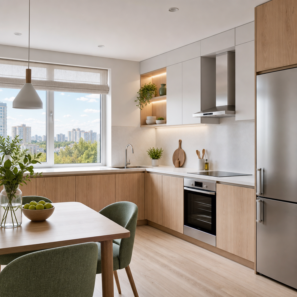 Family apartment close to parks and riverfront kitchen view
