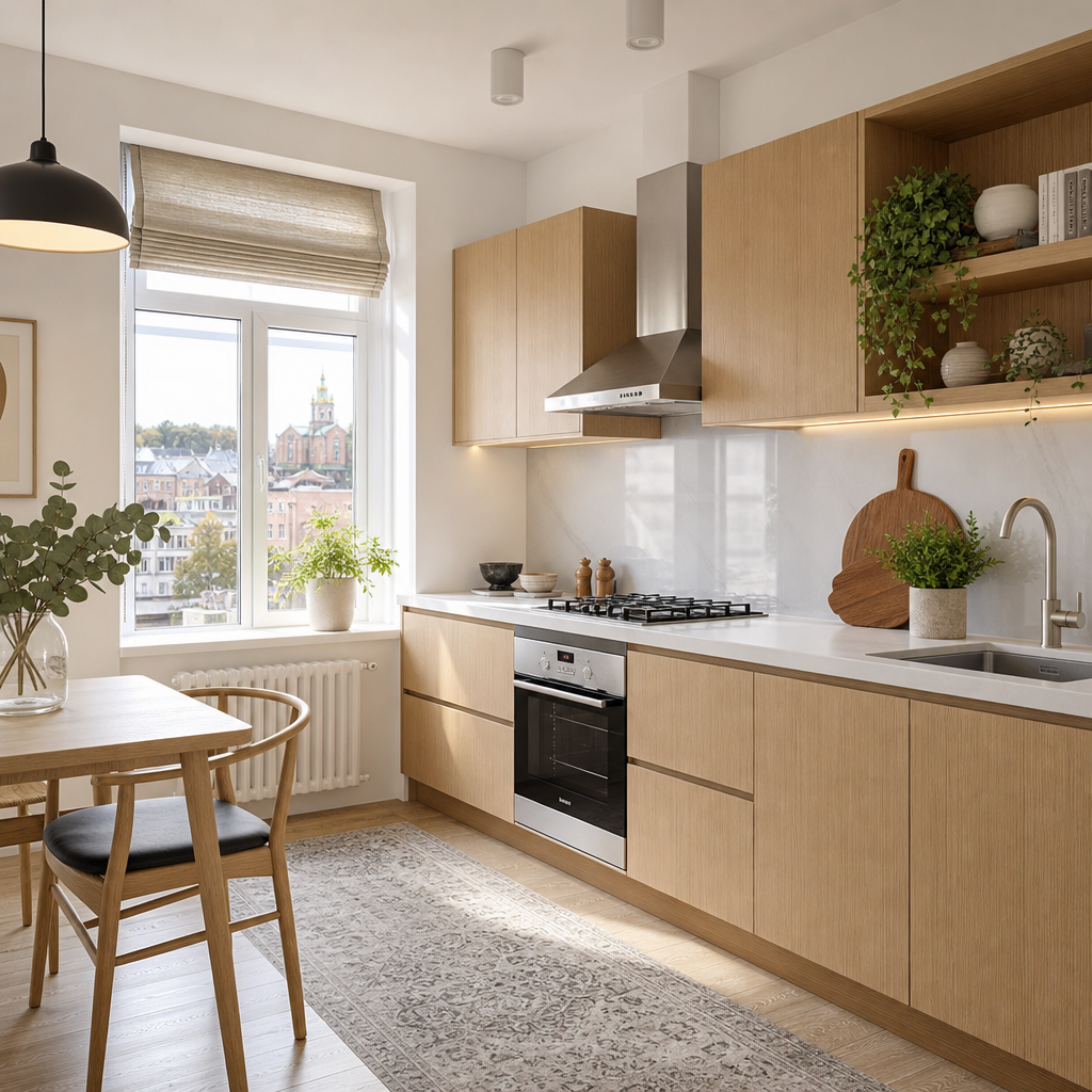 Stylish Podil flat with historic charm kitchen view