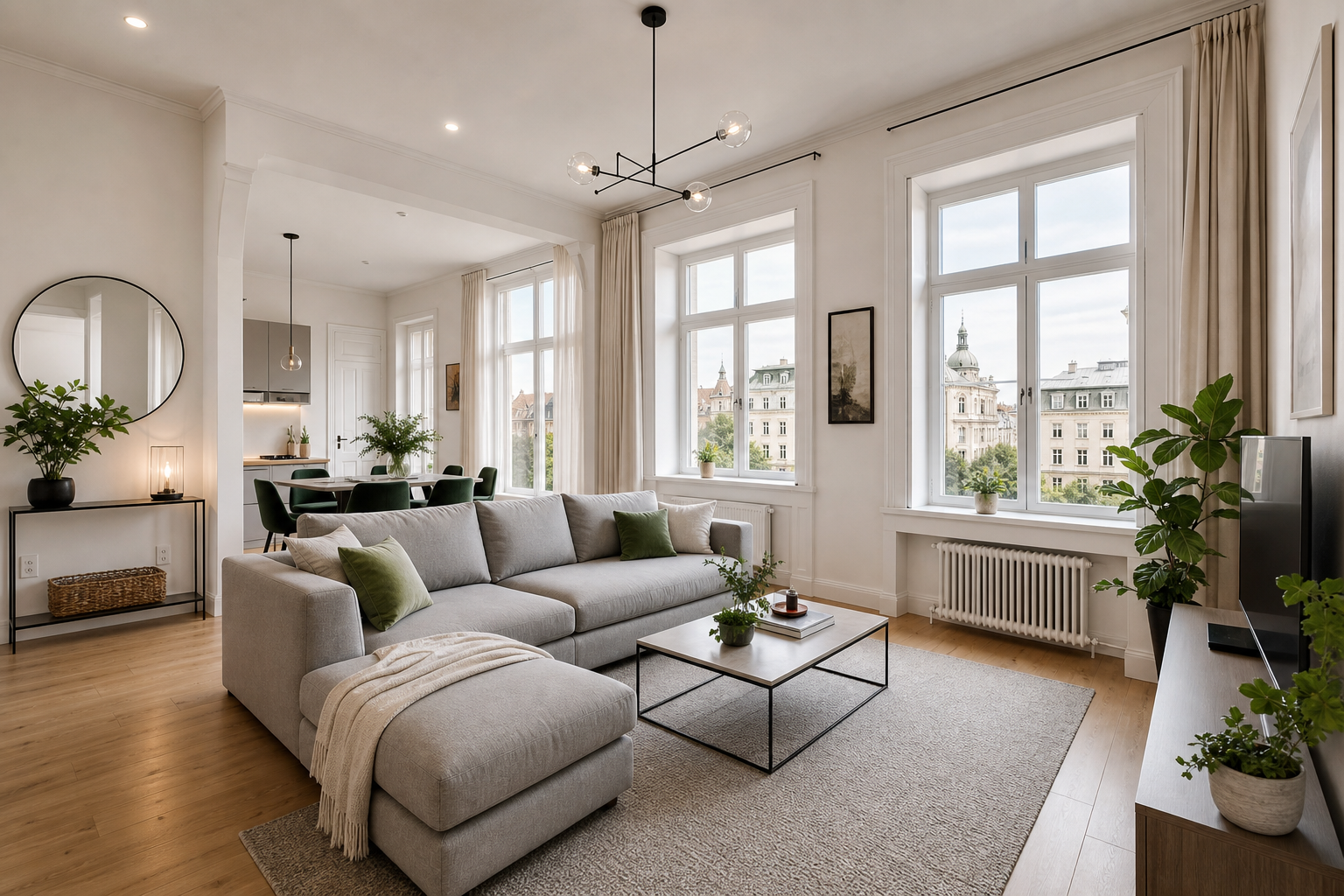 Stylish Podil flat with historic charm living room view