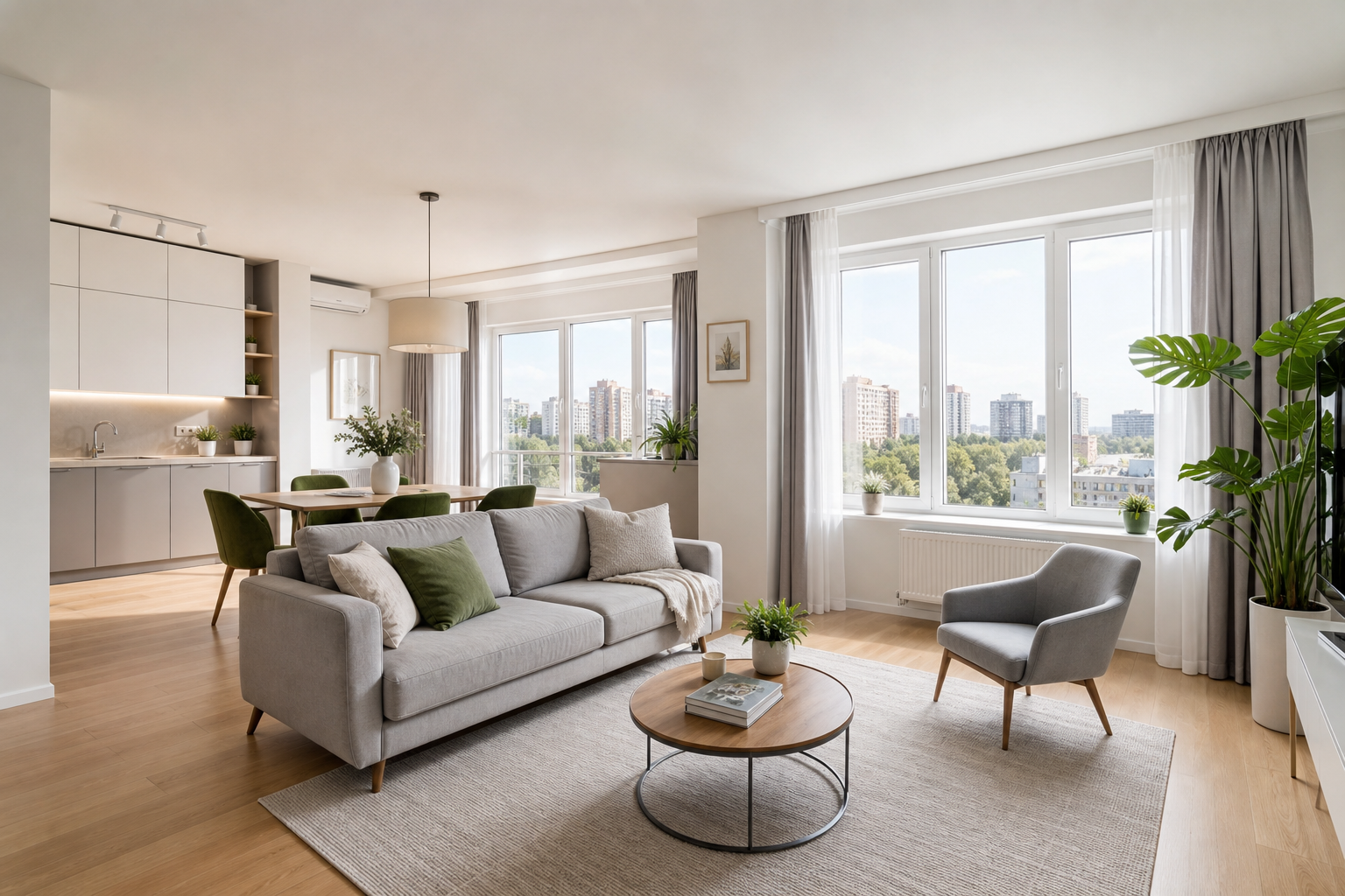 Smart starter apartment with great transit links living room view