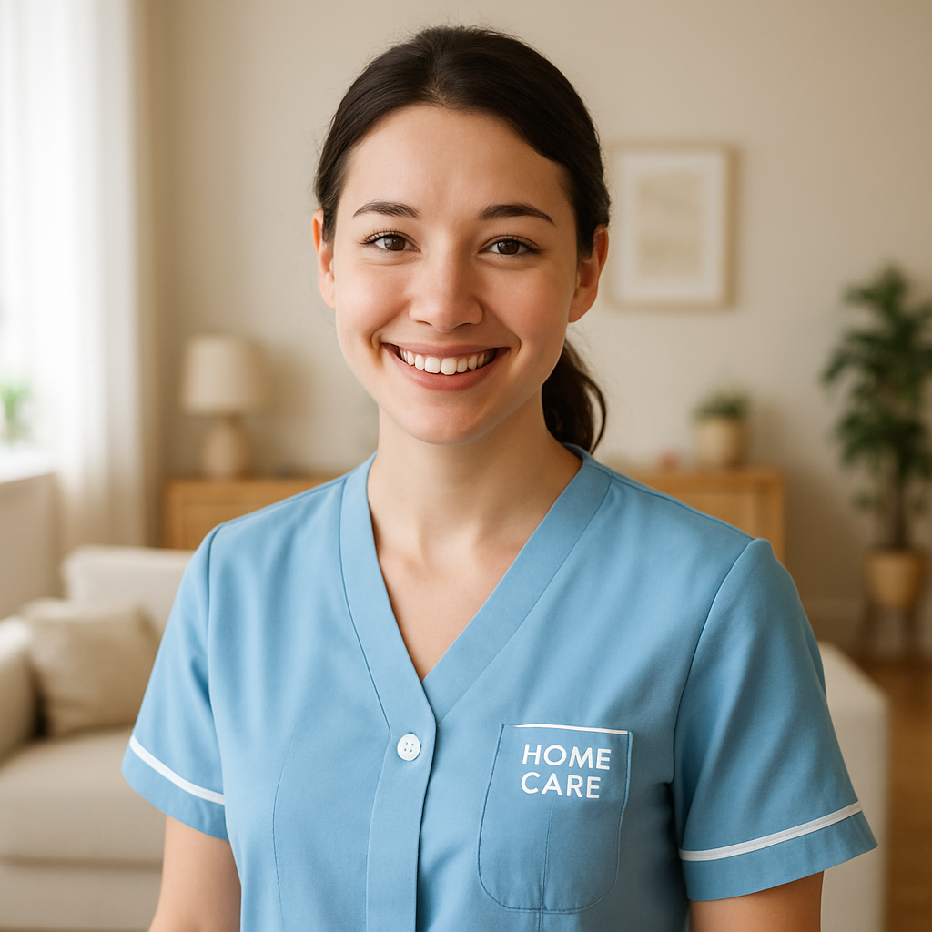 Young female caregiver testimonial giver