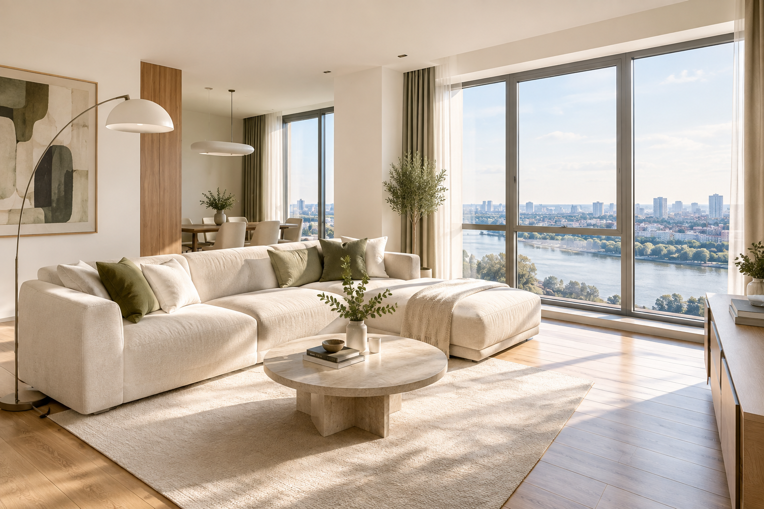 Sunlit modern living area in an Obolon apartment