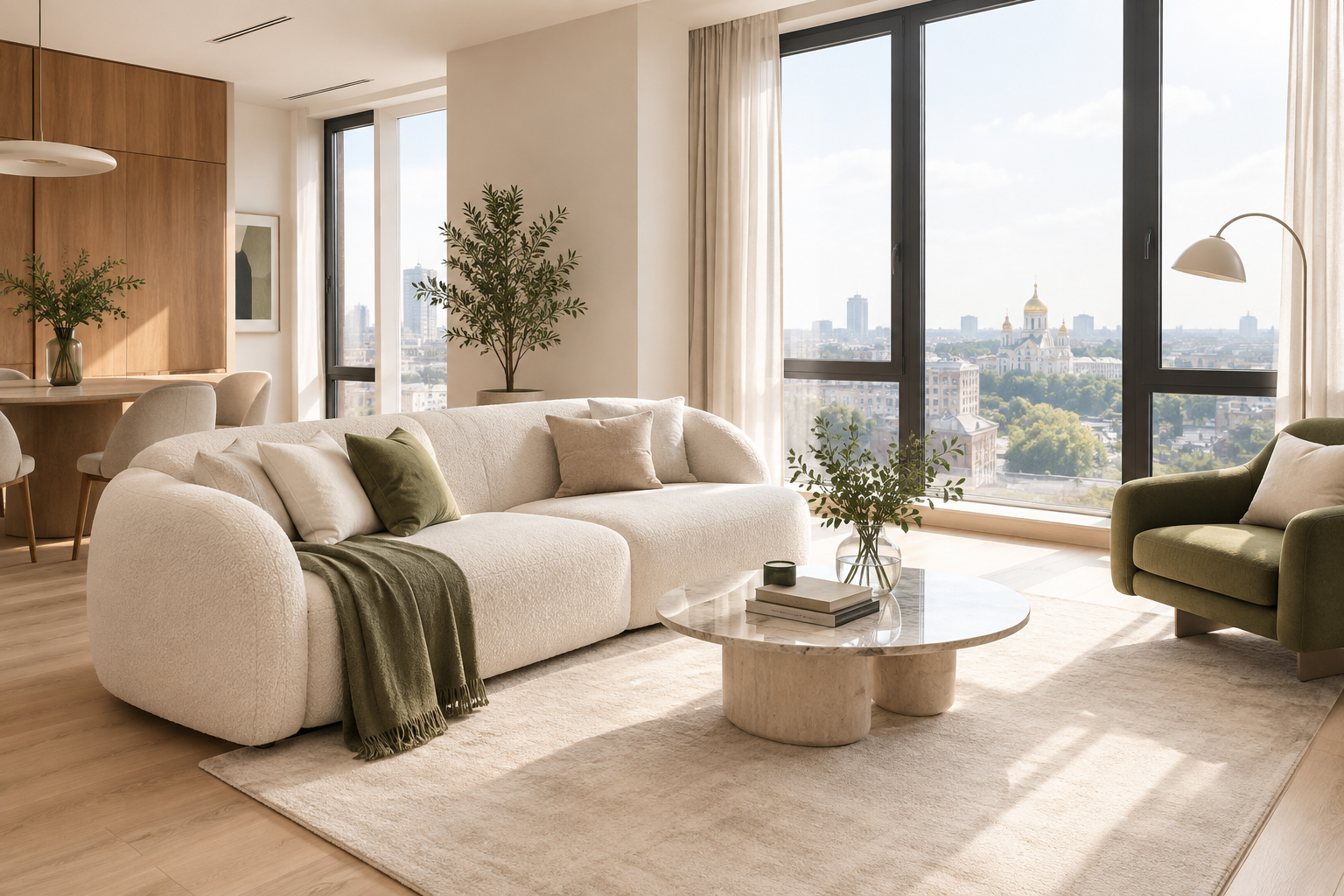 Bright contemporary living room in a Pechersk apartment