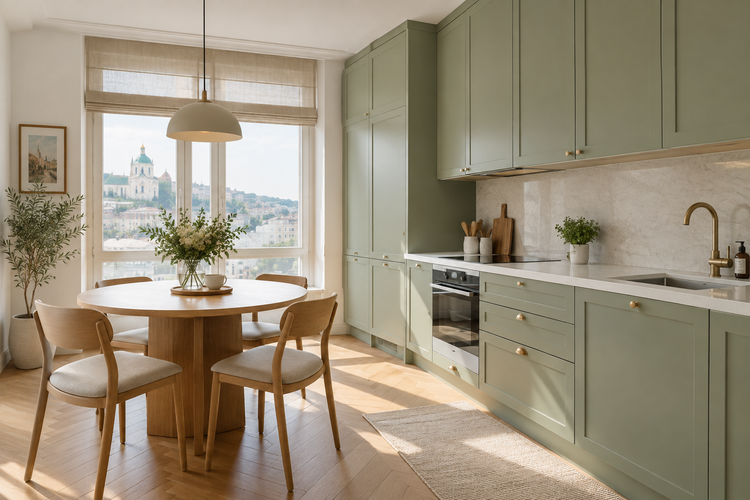 Elegant compact kitchen and dining space in Podil