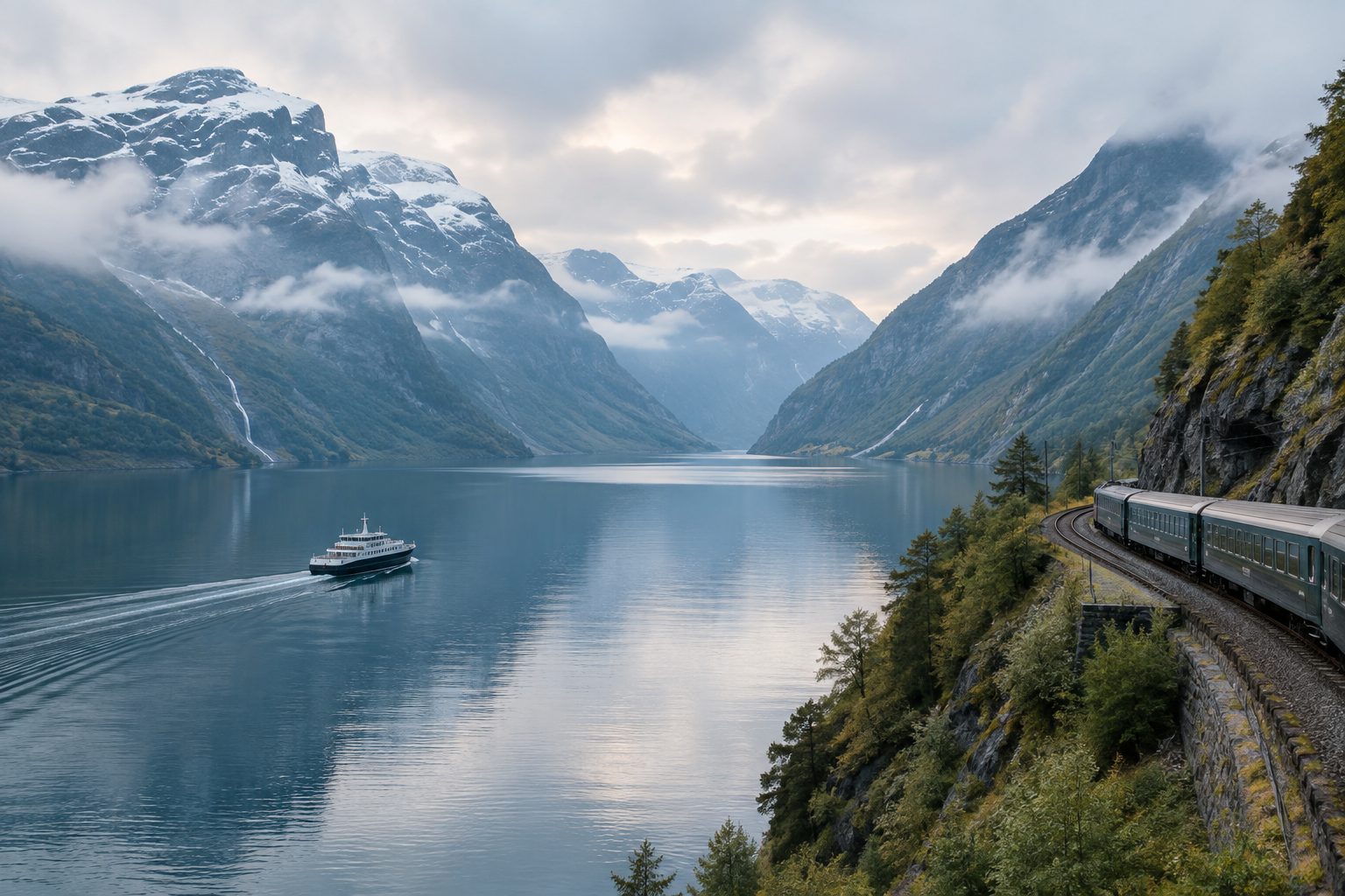 Scenic view for Norwegian Fjords by Rail and Water