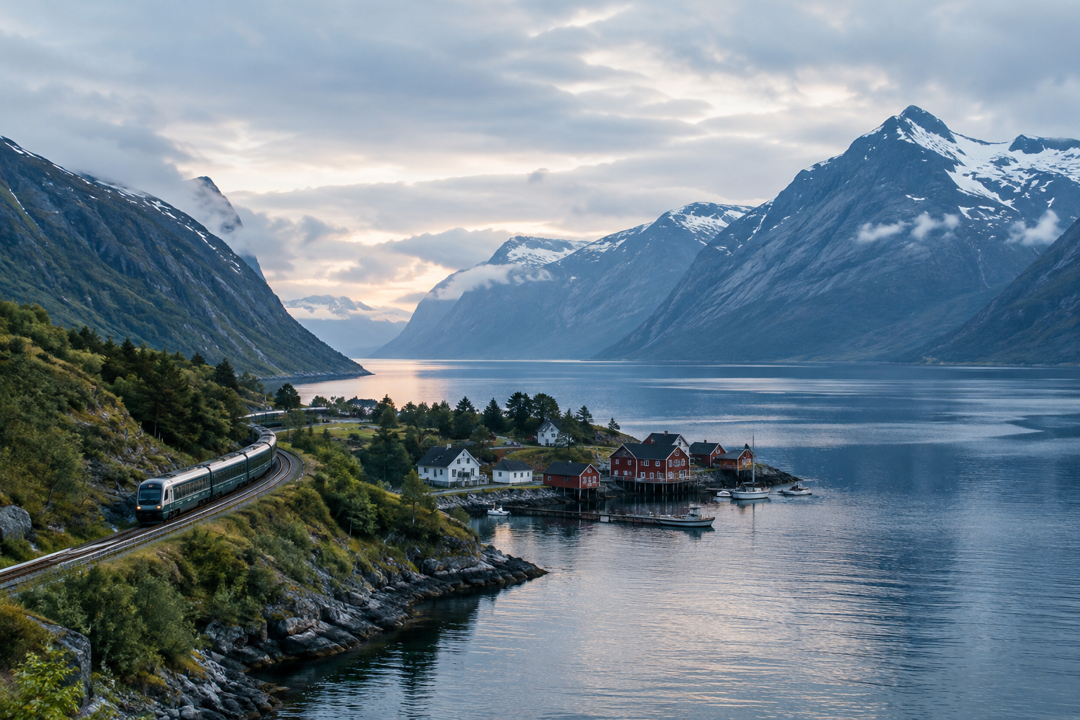 Scenic landscape for Fjords, Rails & Quiet Harbors along Norway