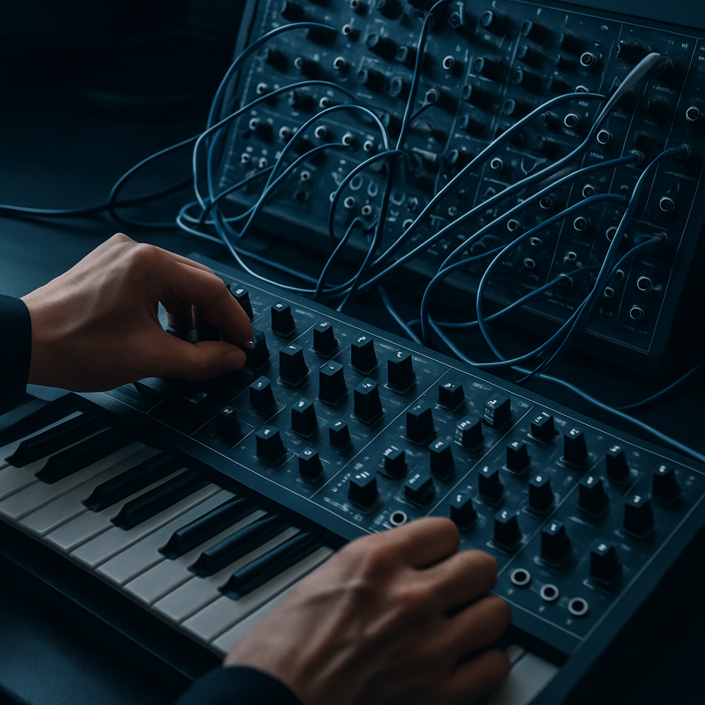 Ensayo visual sobre sintetizadores analógicos y texturas sonoras
