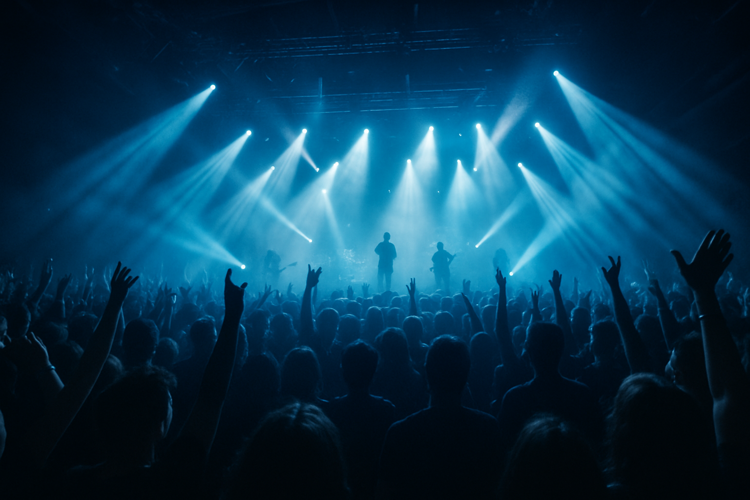 Concierto en vivo con público iluminado