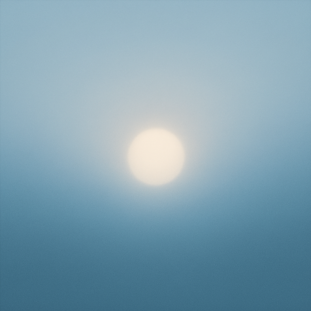 Portada minimalista con un sol difuso y degradados azules