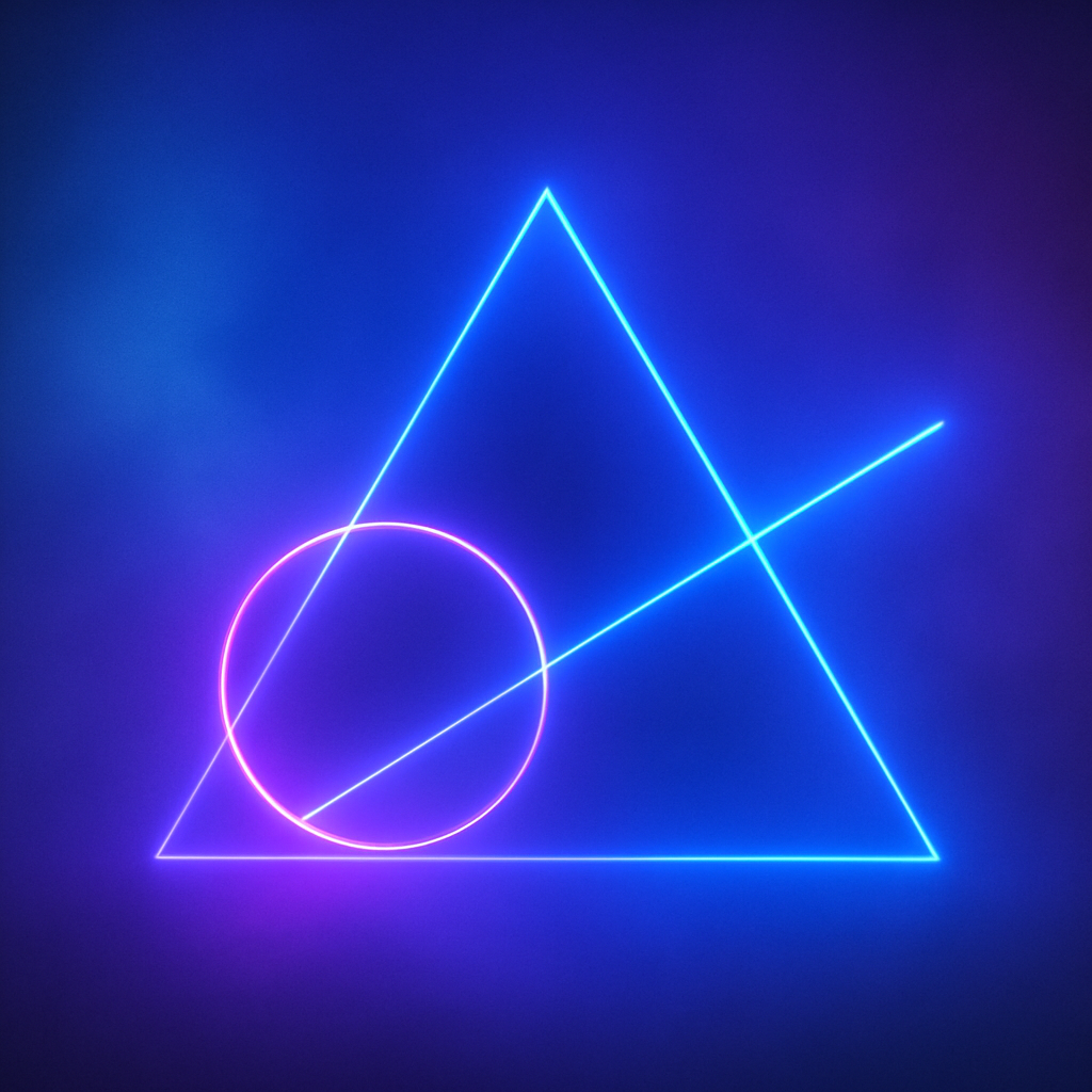 Portada etérea con neones fríos y formas abstractas, estética experimental y electrónica