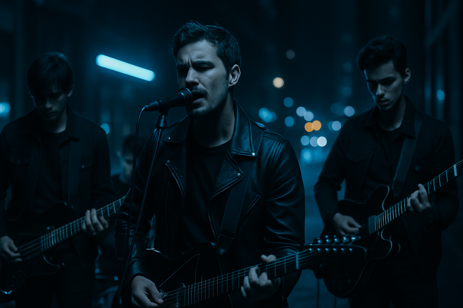 Videoclip nocturno de una banda independiente en un escenario urbano