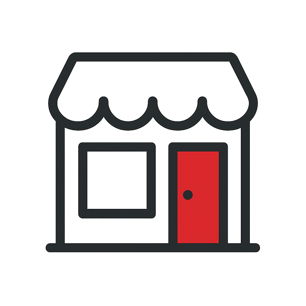 Minimalistinen liiketilan ikoni, joka symboloi liiketilasaneerauksia