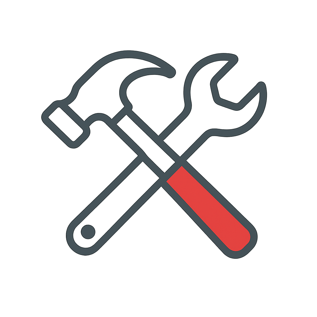 Minimalistinen työkalujen ikoni, joka symboloi remontointia