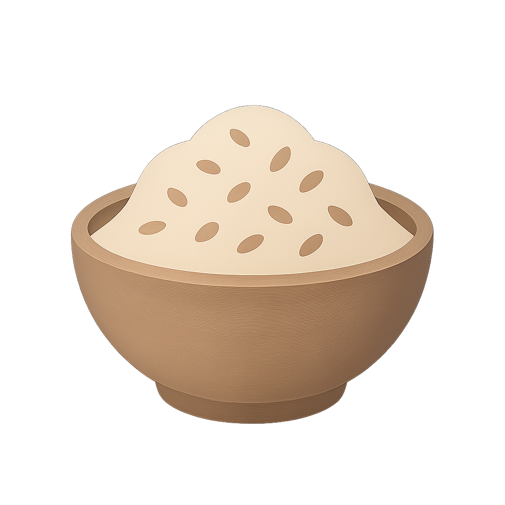 Abstract bowl of grains icon with soft beige tones and minimalist shading