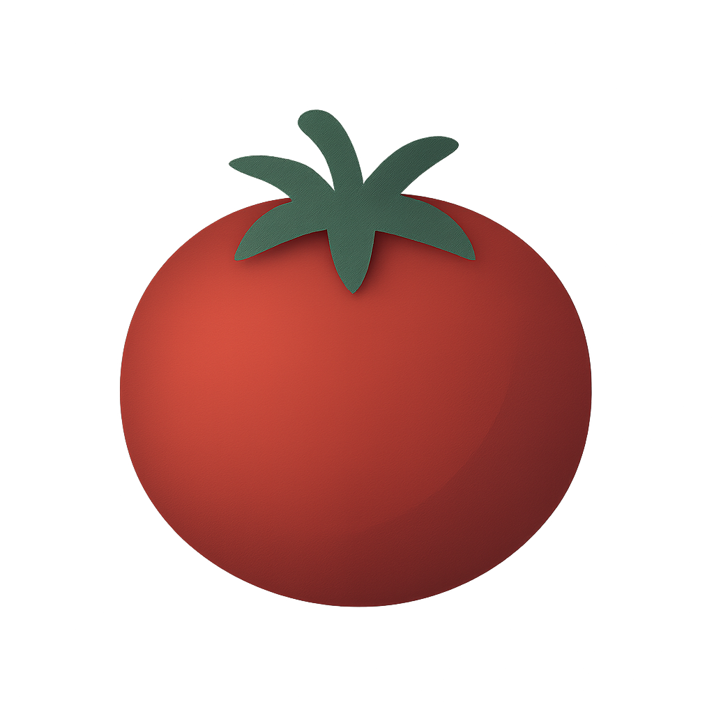Minimal tomato illustration with a soft highlight and rounded shape