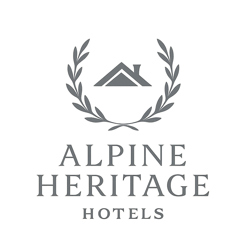 Alpine Heritage Hotels logo, a classic laurel and chalet roofline wordmark