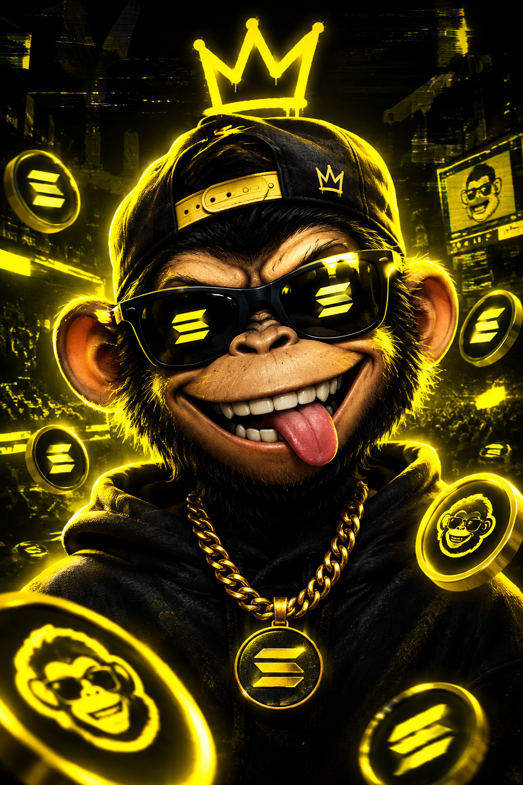 MUNKY memecoin monkey mascot portrait in bold internet-culture style