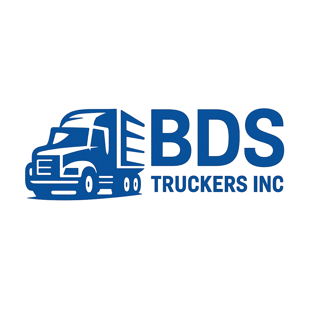 BDS Truckers Inc logo: blue and white vector truck and bold modern text