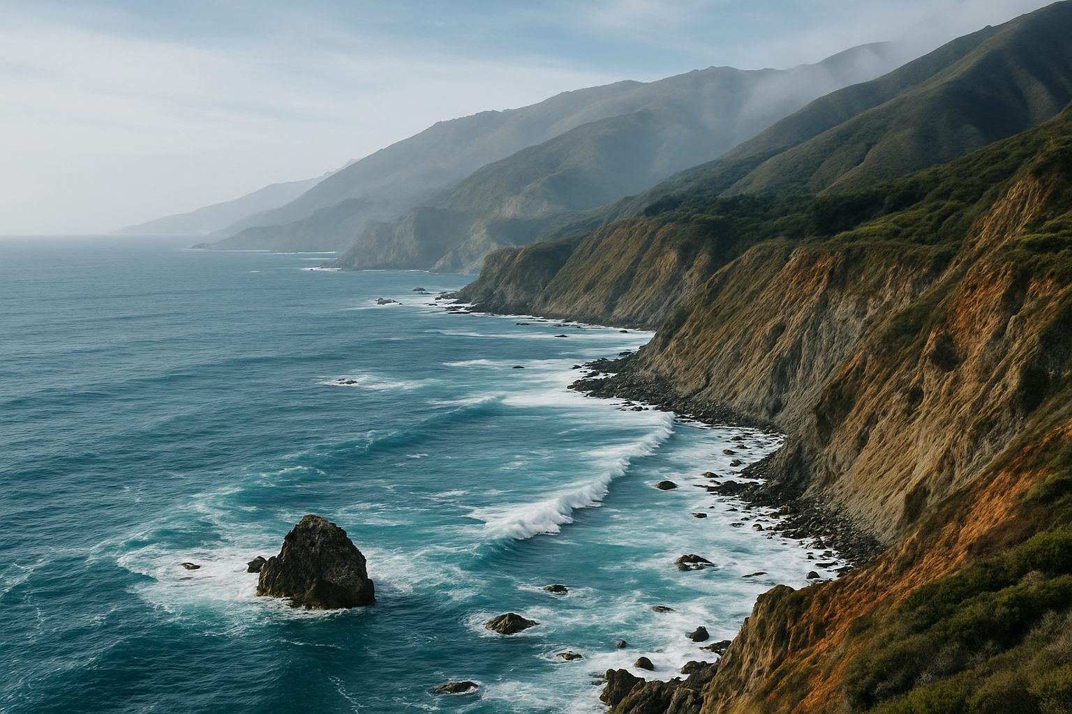 Big Sur coastline with dramatic cliffs and turquoise Pacific waves