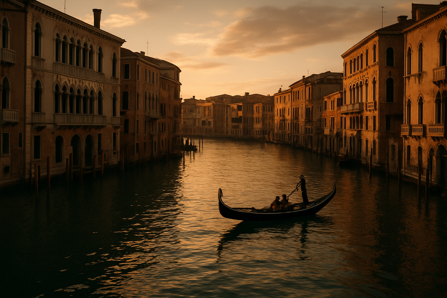 Elegant view of Venice canals with historic palazzos