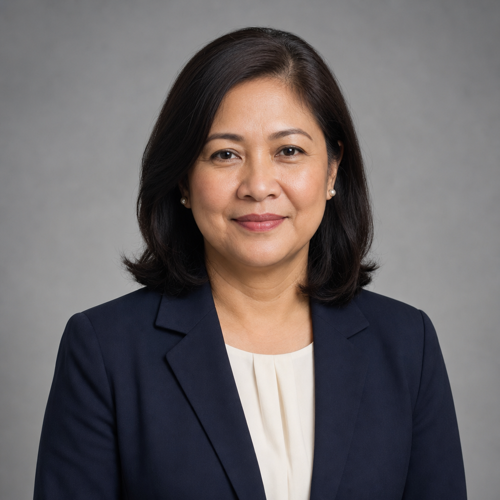 Professional headshot of Maria Teresa L. Dizon in a dark blazer against a neutral studio background